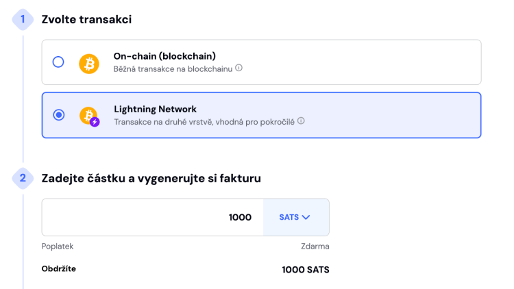 Bitcoin výběr On-chanin a nebo Lighting Network